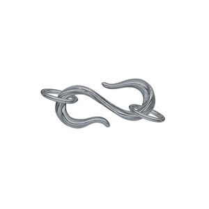 Clasp S-hook 1pkg1 gunmetal-plated pewter (tin alloy), 22x10mm / 8mm 16 gauge closed jump ring, JBB Findings 1-strand