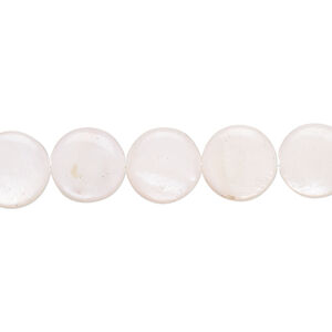 Mother-of-pearl shell 1pkg1, puffed flat round bead 15 inch light blush 9-11mm