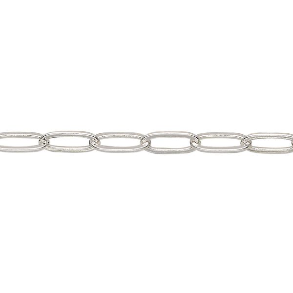 Chain, silver-plated brass, 3.8mm paperclip. Sold per pkg of 50 feet. image number 0