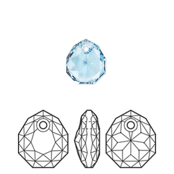 Drop 1pk aquamarine, Crystal Passions® 11.5x10mm pendant majestic 6436 image number 0