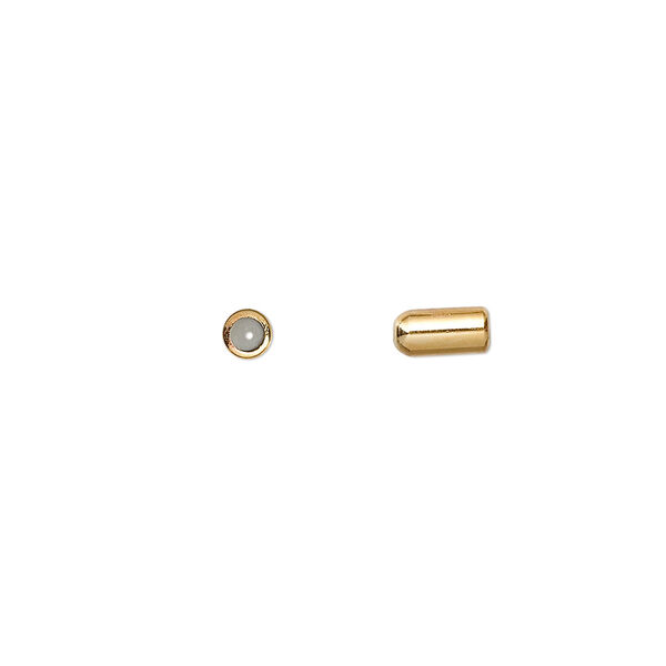 Earnut, rubber and gold-plated brass, 7x3mm. Sold per pkg of 50 pairs. image number 0