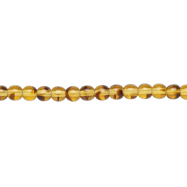 Bead, Czech glass druk, transparent tortoise, 4mm round. Sold per 15-1/2" to 16" strand. image number 0