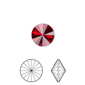 Chaton 4pk light Siam foil back, Crystal Passions® 12mm rivoli 1122