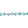 Bead, glass 1pkg8, blue / purple / green, 14mm round with hand-painted bird. image number 1