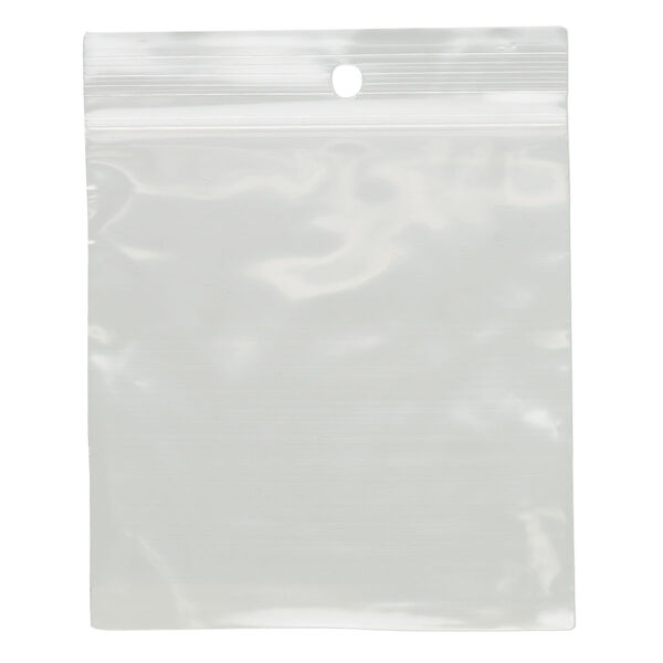 Bag, Tite-Lip™, plastic, clear, 3-inch top zip with hole. Sold per pkg of 1,000. image number 1