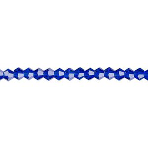 Bead 1pk translucent cobalt blue, Celestial Crystal® 4mm bicone 15.5-16 inch