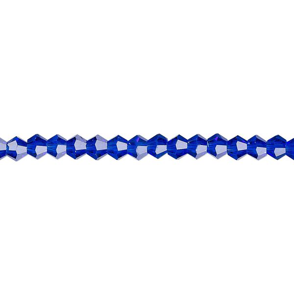 Bead 1pk translucent cobalt blue, Celestial Crystal® 4mm bicone 15.5-16 inch image number 0