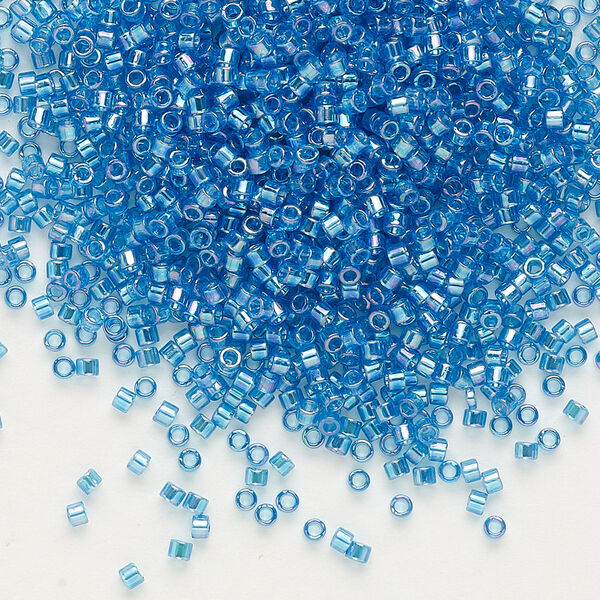 Seed bead, Delica®, glass, pkg/50g, #11 round, translucent rainbow Capri blue (DB-0177). image number 0