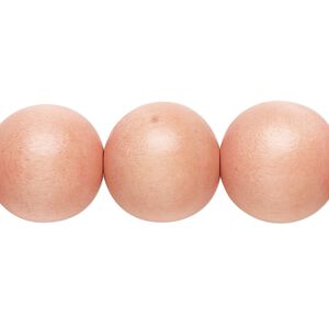Bead, Taiwanese cheesewood (dyed / waxed), light orange, 15-16mm round. Sold per 15-1/2" to 16" strand.