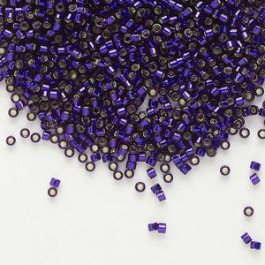Seed bead, Delica®, glass, pkg/7.5g, #11 round, transparent silver-lined dark purple (DB-0609).