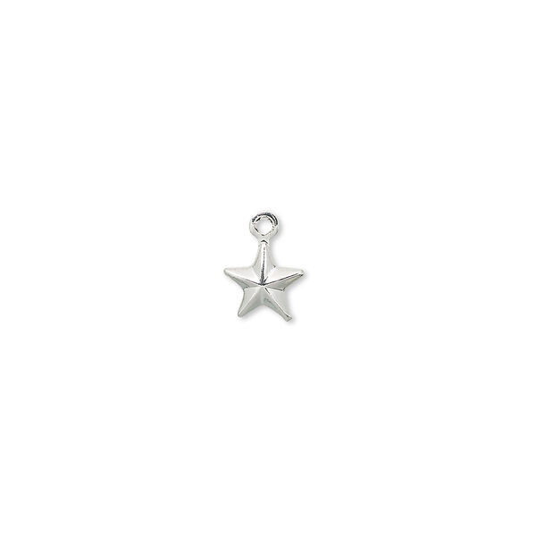 Charm, silver-plated brass, 6mm star. Sold per pkg of 100. image number 0