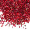 Seed bead mix, glass, 1pkg25g, #15 to #11 round, opaque and translucent multi-red image number 0