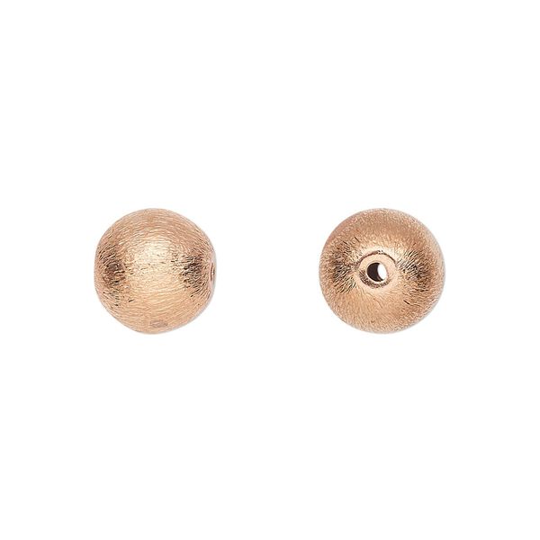 Bead, copper-plated copper, 10mm brushed round. Sold per pkg of 8. image number 0