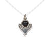 Black onyx / sterling silver 1pkg1, antiqued fan drop 14x11.5mm image number 0