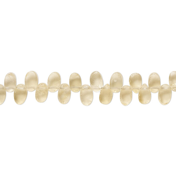 Citrine 1pkg1, hand-cut top-drilled flat oval bead 6 inch 5x3mm image number 0
