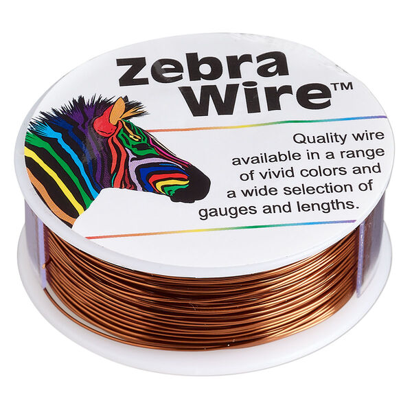 Wire, Zebra Wire™, color-coated copper, brown, round, 24 gauge. Sold per 1/4-pound spool, approximately 71 yards. image number 0