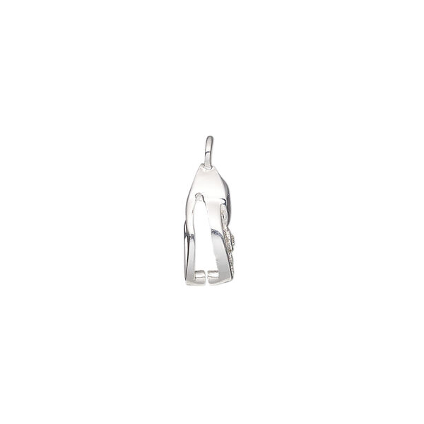 Bail, ice-pick, sterling silver and cubic zirconia, clear, 12x6mm teardrop with 7.5mm grip length. Sold individually. image number 1