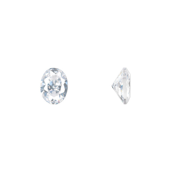 Gem, cubic zirconia, spinel white, 8x6mm faceted oval, Mohs hardness 8-1/2. Sold per pkg of 2. image number 0