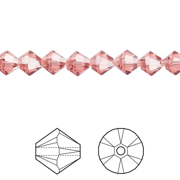 Bead 144pk rose peach, Crystal Passions® 6mm bicone 5328 image number 0