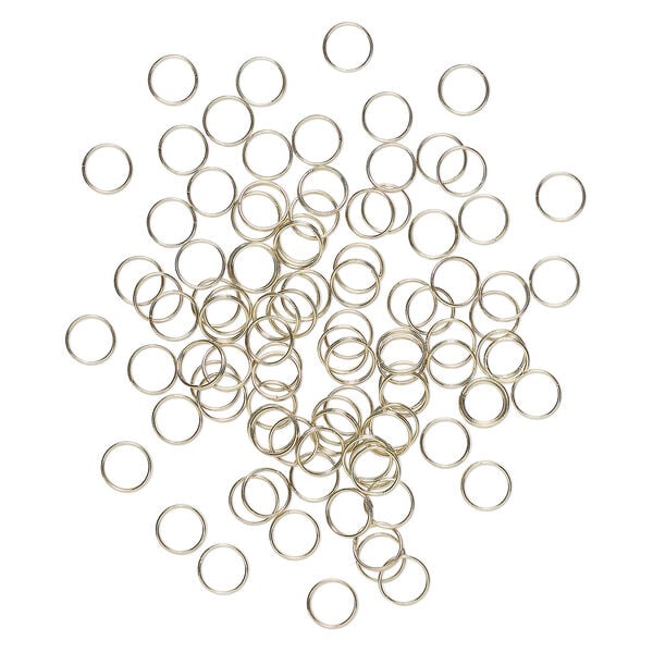 Split ring 1pkg100, gold-finished steel, dark, 9mm round. image number 0
