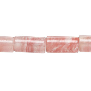 Bead, cherry "quartz" glass (manmade) 1pkg1, 15x7mm-16x7mm round tube, 15 inches.