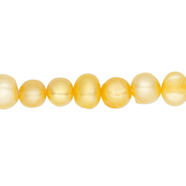 Pearl, cultured freshwater (dyed), carrot, 6-7mm flat-sided potato, D+ grade, Mohs hardness 2-1/2 to 4. Sold per 15-inch strand. image number 0
