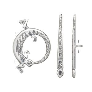 Clasp toggle 1pkg1 sterling silver, 17mm lizard, antiqued JBB Findings 1-strand