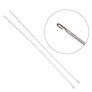 Beading needle, Elastacord™ Bead Threader, stainless steel, 10-1/2 inches with hook. Sold per pkg of 2.