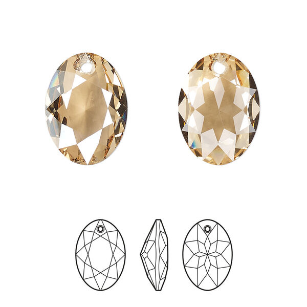 Drop 1pk crystal golden shadow, Crystal Passions® 16mm pendant elliptic cut 6438 image number 0