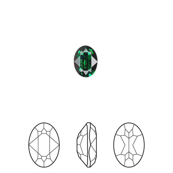 Fancy stone 180pk majestic green foil back, Swarovski® 8x6mm oval 4120 image number 0
