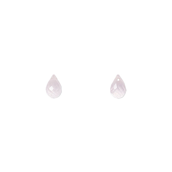 Bead, rose quartz (natural), 6x4mm hand-cut top-drilled faceted briolette, B grade, Mohs hardness 7. Sold per pkg of 2. image number 0