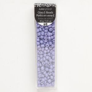 Seed bead, glass, 40g, opaque pastel purple, #6 round.