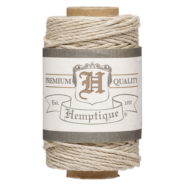 Cord, Hemptique®, polished hemp, natural, 1mm diameter, 20-pound test. Sold per 98-foot spool. image number 0