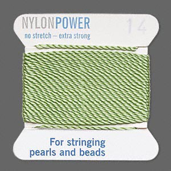 Thread, Griffin, nylon, jade green, size #14. Sold per 2-meter card (approximately 78 inches). image number 0