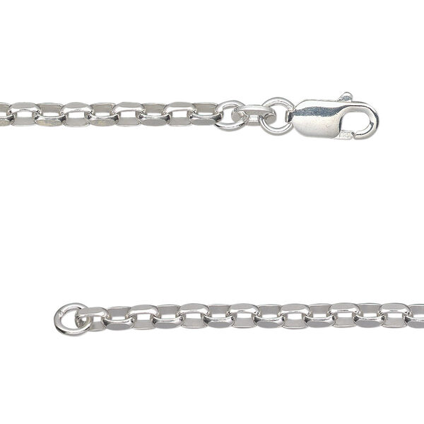 Chain, sterling silver, 2.5mm oval rolo, 18 inches with lobster claw clasp. Sold individually. image number 0