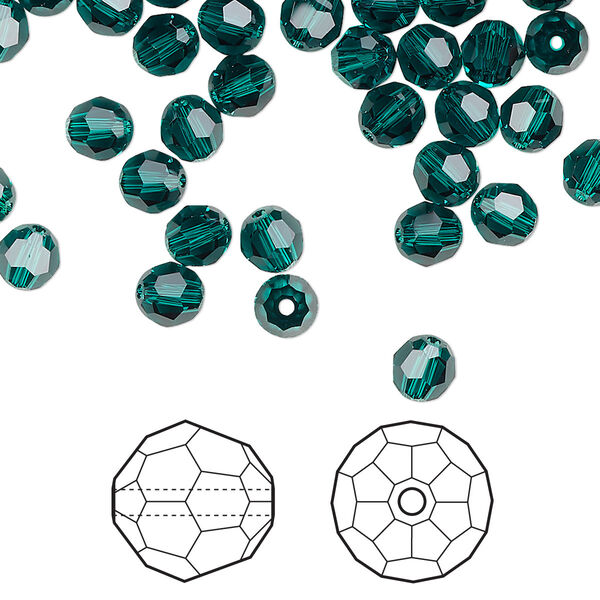 Bead 720pk emerald, Swarovski® 5mm round 5000 image number 0