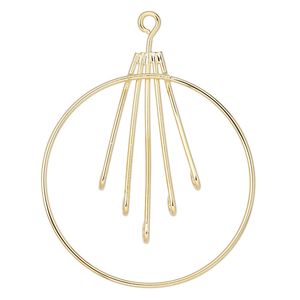 Focal, gold-plated brass, 44mm with 40mm hoop and bars with 5 loops. Sold per pkg of 10.