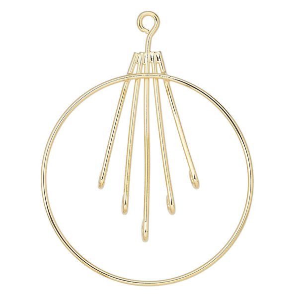 Focal, gold-plated brass, 44mm with 40mm hoop and bars with 5 loops. Sold per pkg of 10. image number 0