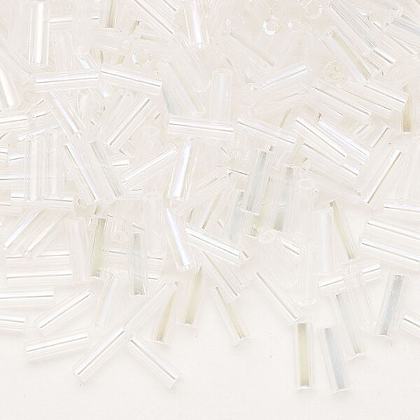 Bead, Preciosa Ornela Czech glass, bugle bead, pkg/50g, 1/4 inch, blue iris translucent clear, (58135). image number 0