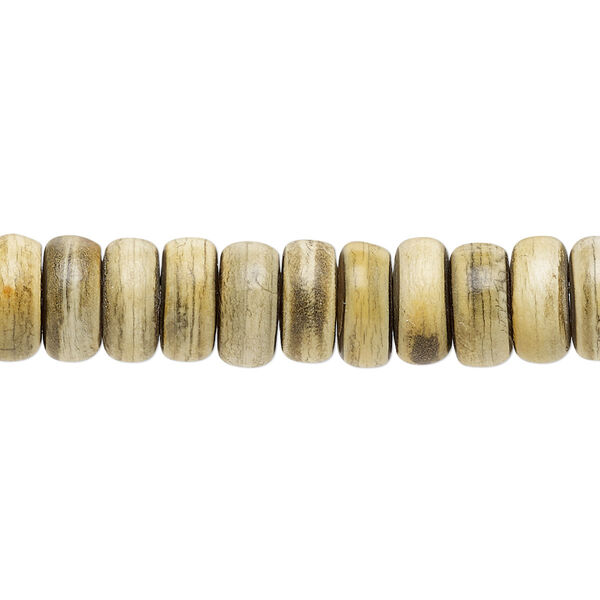 Bead, horn (natural), 9x4mm rondelle. Sold per pkg of 50. image number 0