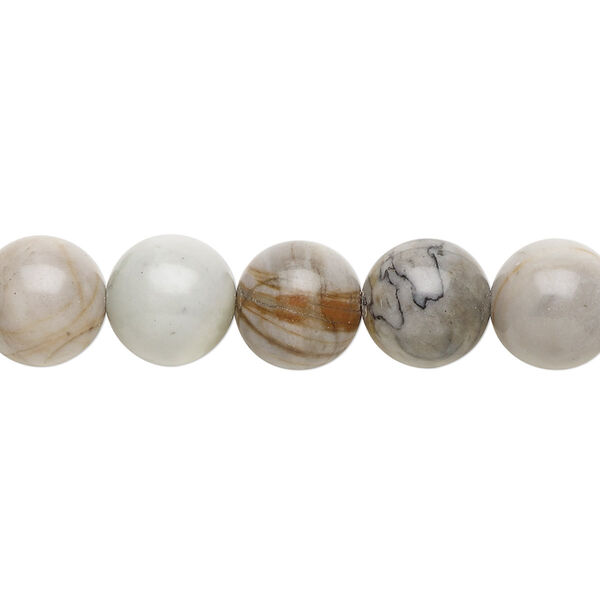 Bead, Picasso "jasper" (onyx marble) (natural), 10mm round, B grade, Mohs hardness 3. Sold per 15-1/2" to 16" strand. image number 0