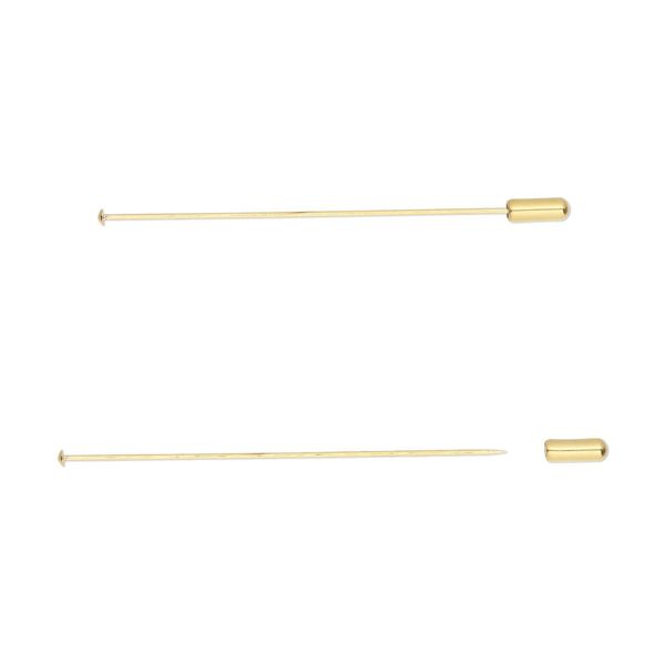 Hat pin, gold-finished stainless steel and silicone, 3 inches with 10x4mm clutch, 18 gauge. Sold per pkg of 2. image number 0