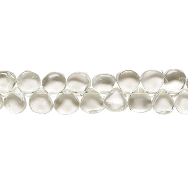 Green quartz 1pkg1, hand-cut top-drilled puffed teardrop bead 10 inch 5x5mm-7x6mm image number 0