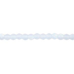 Bead, Czech fire-polished glass, matte ice blue AB, 4mm faceted round. Sold per pkg of 1,200 (1 mass).