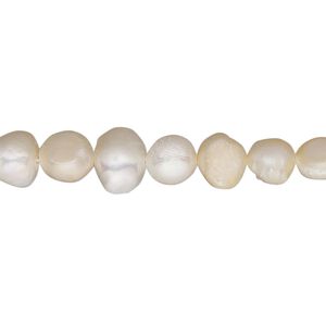 Pearl, cultured freshwater, peach, 7-8mm flat-sided potato, D grade, Mohs hardness 2-1/2 to 4. Sold per 16-inch strand.