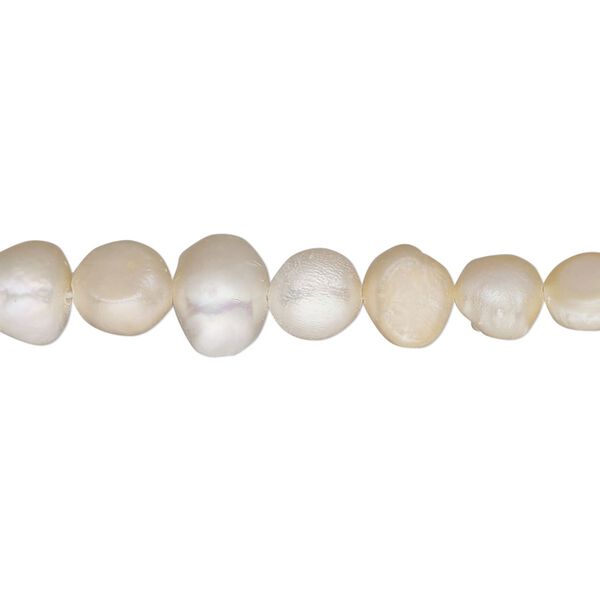 Pearl, cultured freshwater, peach, 7-8mm flat-sided potato, D grade, Mohs hardness 2-1/2 to 4. Sold per 16-inch strand. image number 0