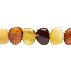 Baltic amber 1pkg1, flat nugget bead 15.5-16 inch small