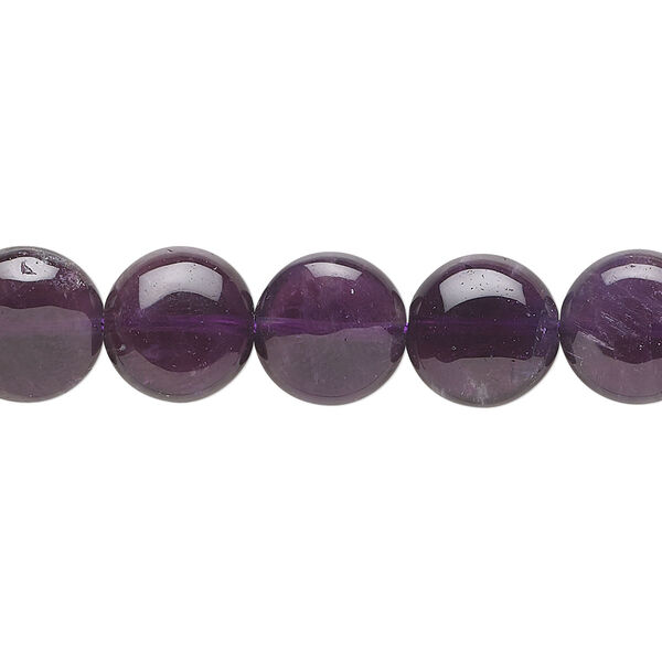 Amethyst 1pkg1, hand-cut puffed flat round bead natural B grade, 15.5-16 inch 10mm image number 0
