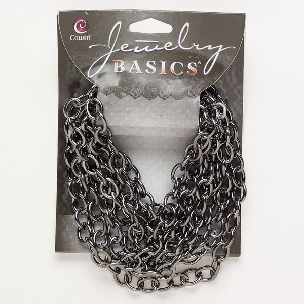Chain  steel 1pkg1 6.8mm oval rolo,  gunmetal finish 62 inches image number 0