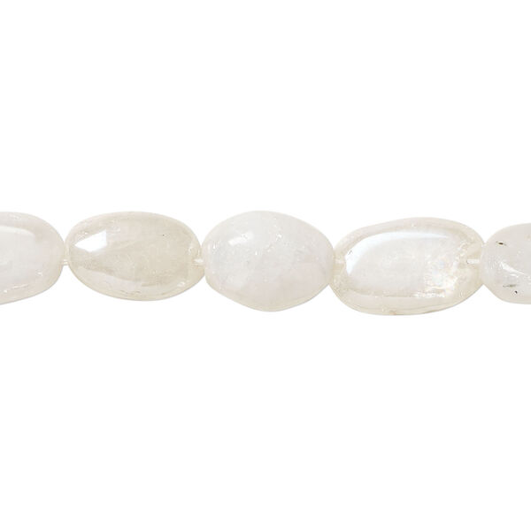 Rainbow moonstone 1pkg1, hand-cut puffed oval bead, 13 inch 9x6mm-12x8mm image number 0